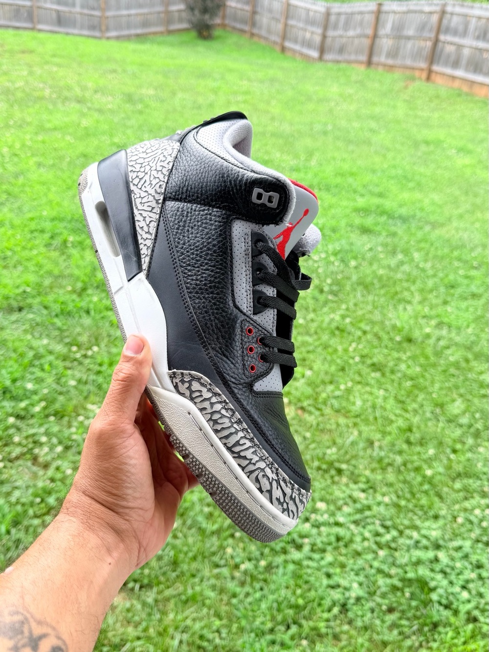 Jordan 3 Retro Black/Grey/Red Elephant Print Sneaker